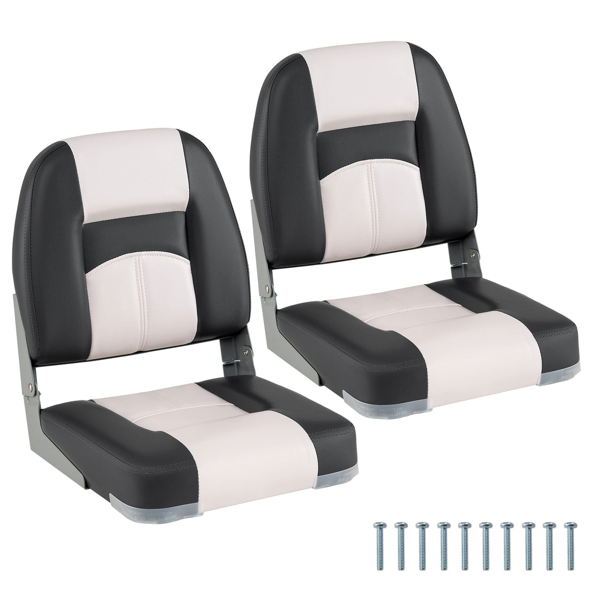 2-Pack Boat Seats with Thick Sponge Padding and Fixing Bolts-Gray