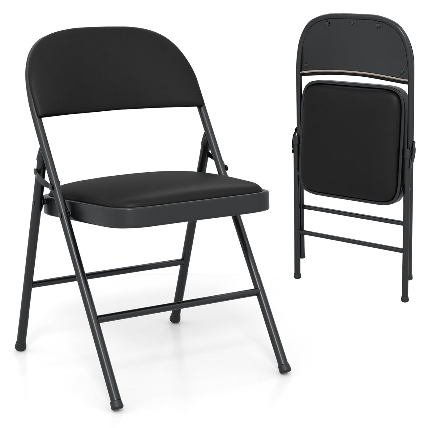 Folding Conference Chairs 4-Pack with Padded Seats - Black