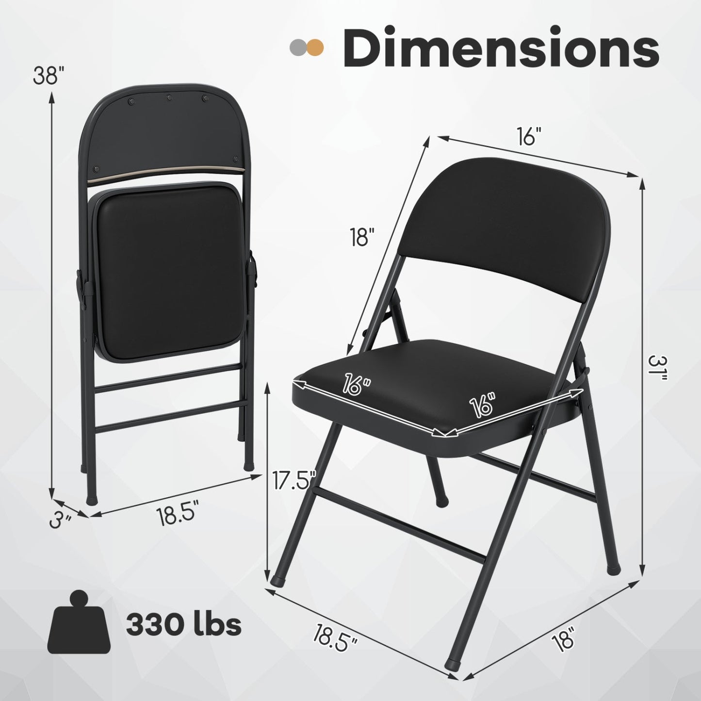 Folding Conference Chairs 4-Pack with Padded Seats - Black