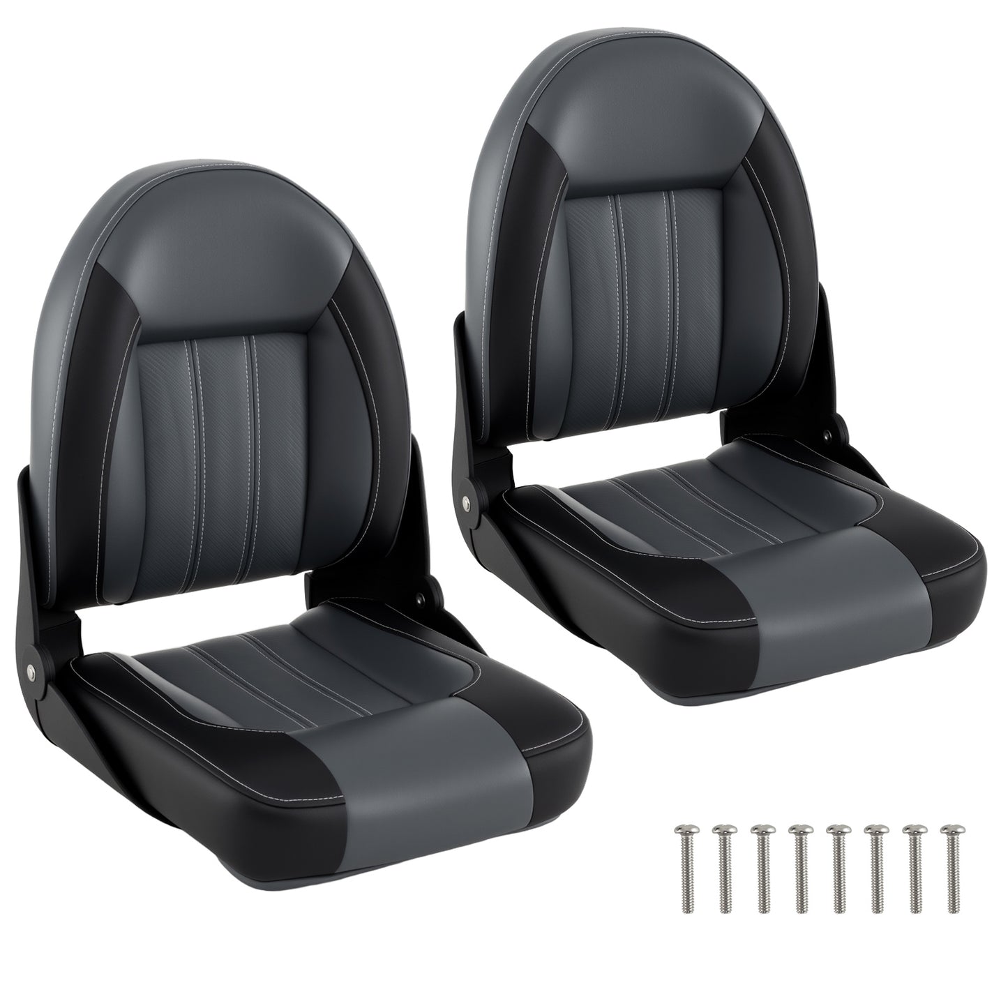 Folding High Back Boat Chairs with Sponge Padding - 2 Pack