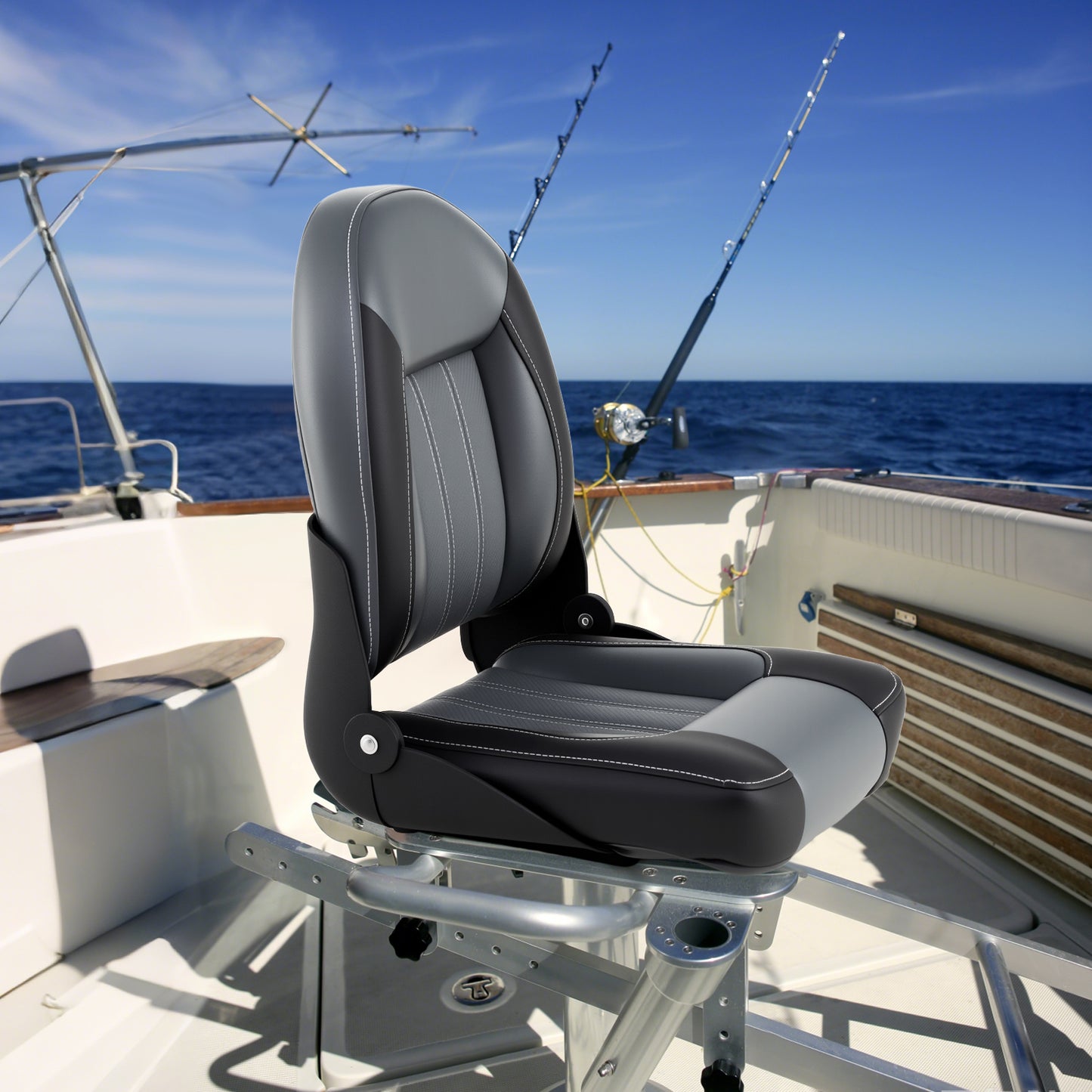 Folding High Back Boat Chairs with Sponge Padding - 2 Pack