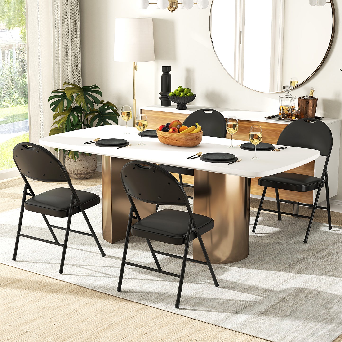 Padded Folding Conference Chairs with Metal Frame, 2 Pack