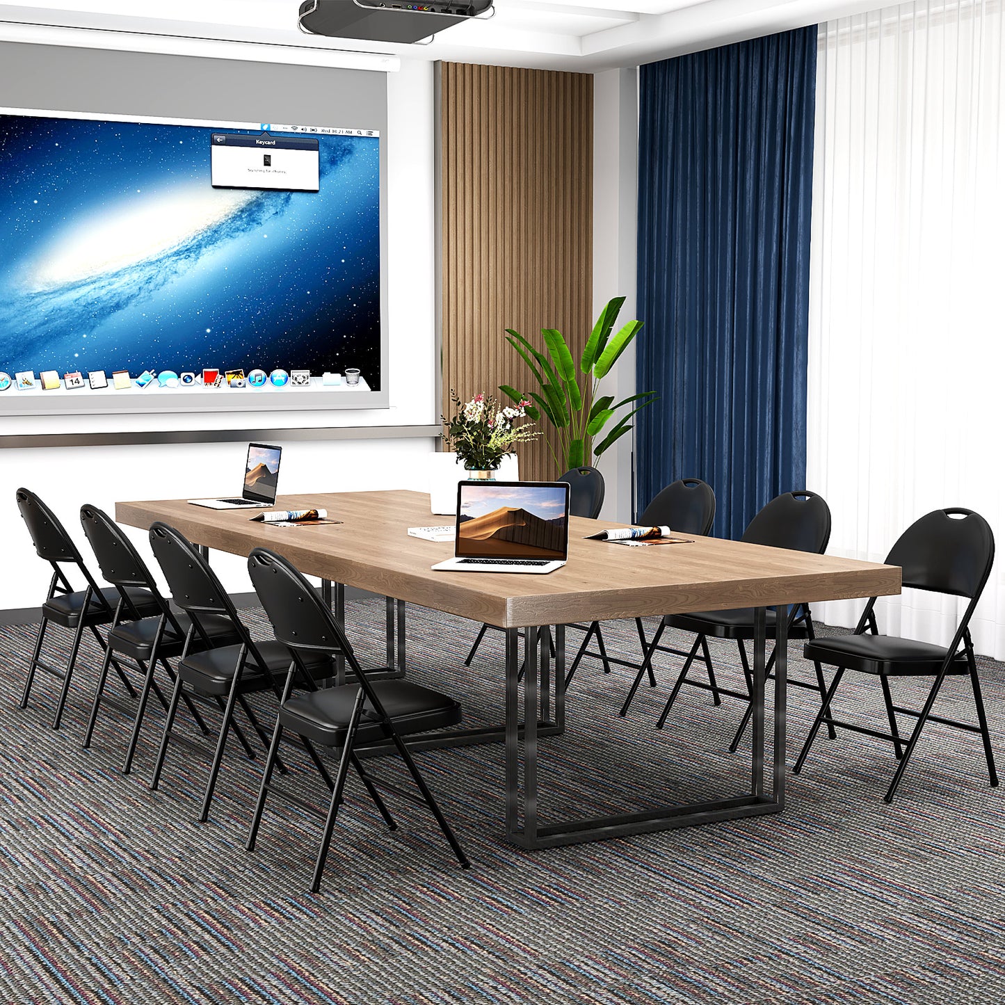 Padded Folding Conference Chairs with Metal Frame, 2 Pack