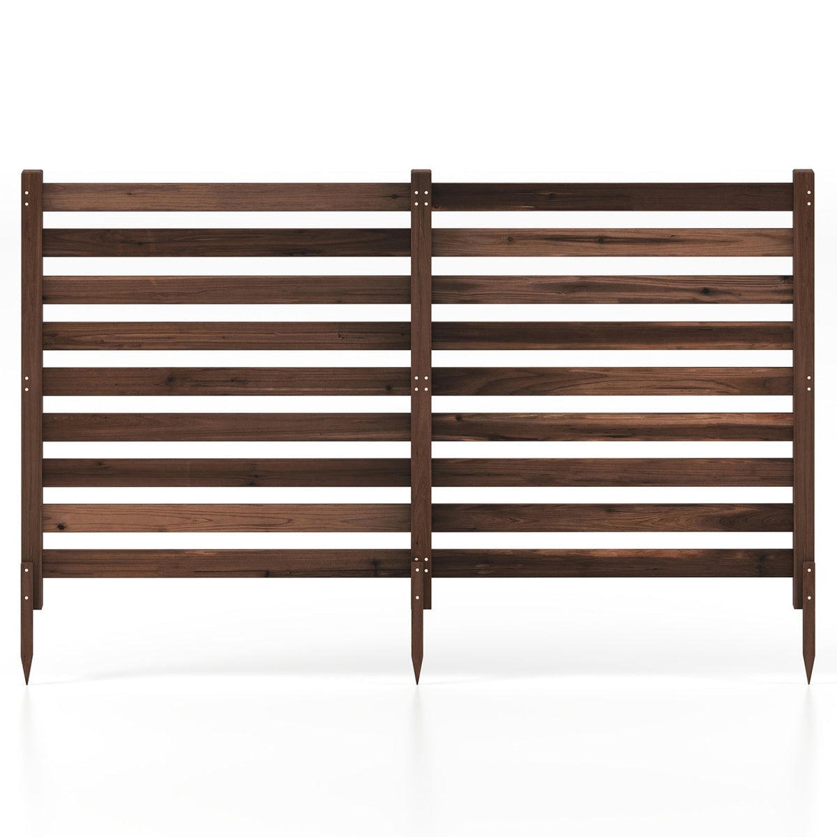 2-Panel Wooden Outdoor Privacy Fence with Ground Stakes