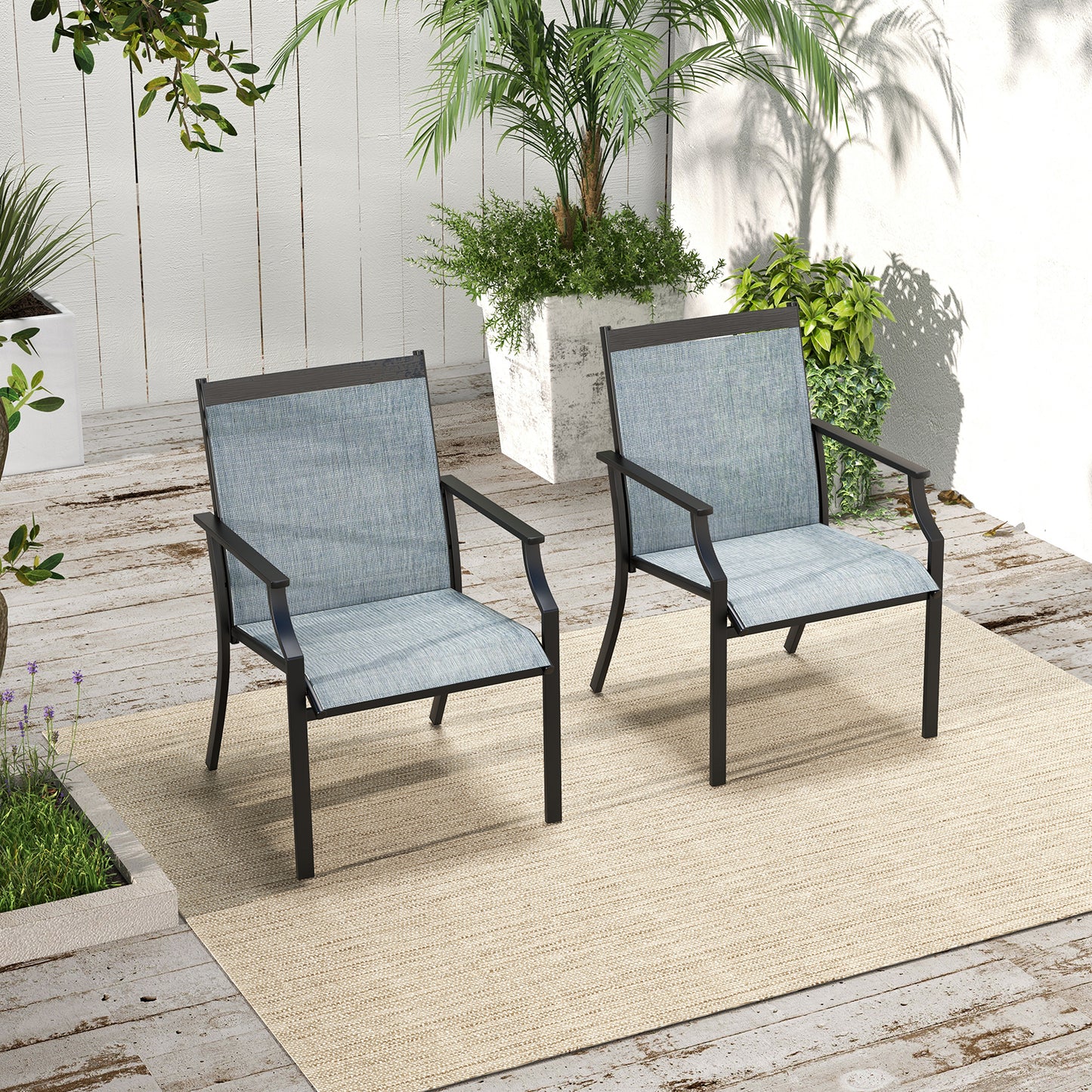 Patio Dining Chairs Set of 2 with Breathable Mesh Seat
