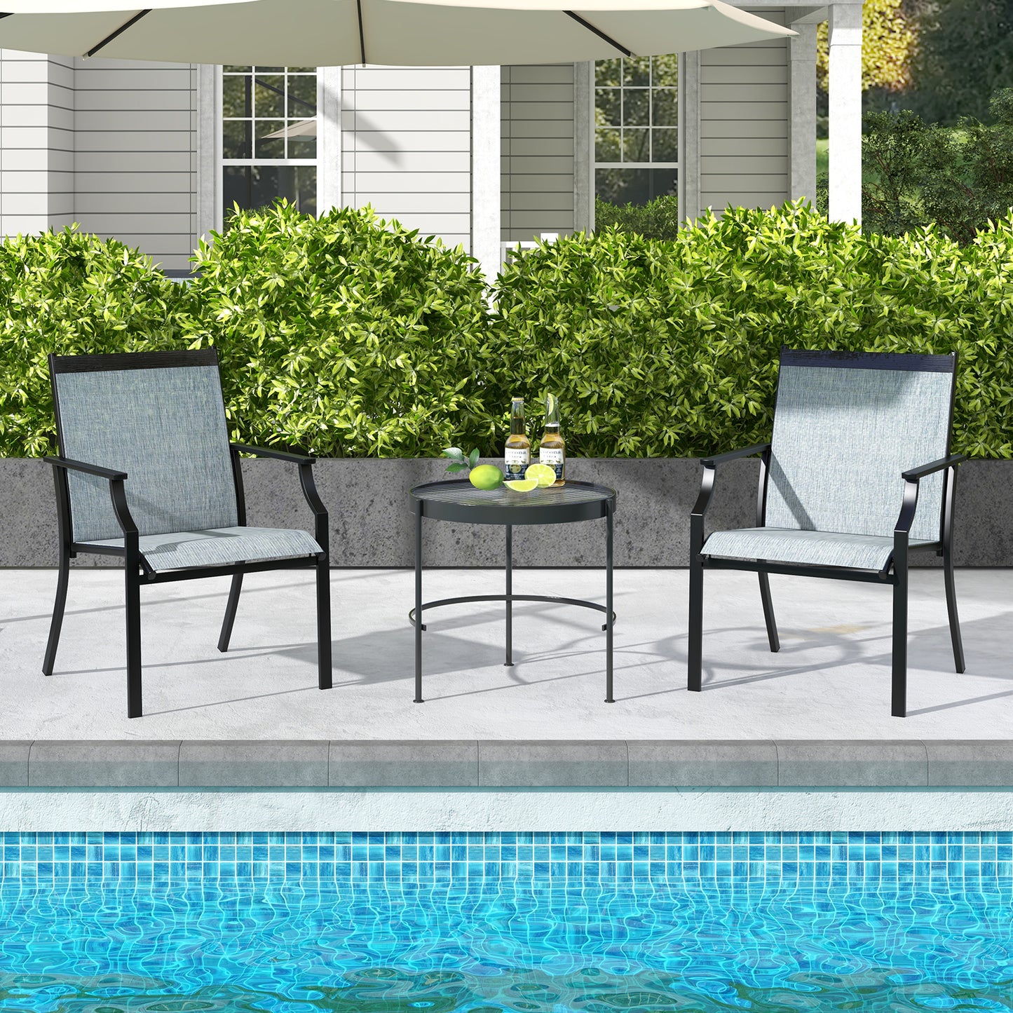 Patio Dining Chairs Set of 2 with Breathable Mesh Seat