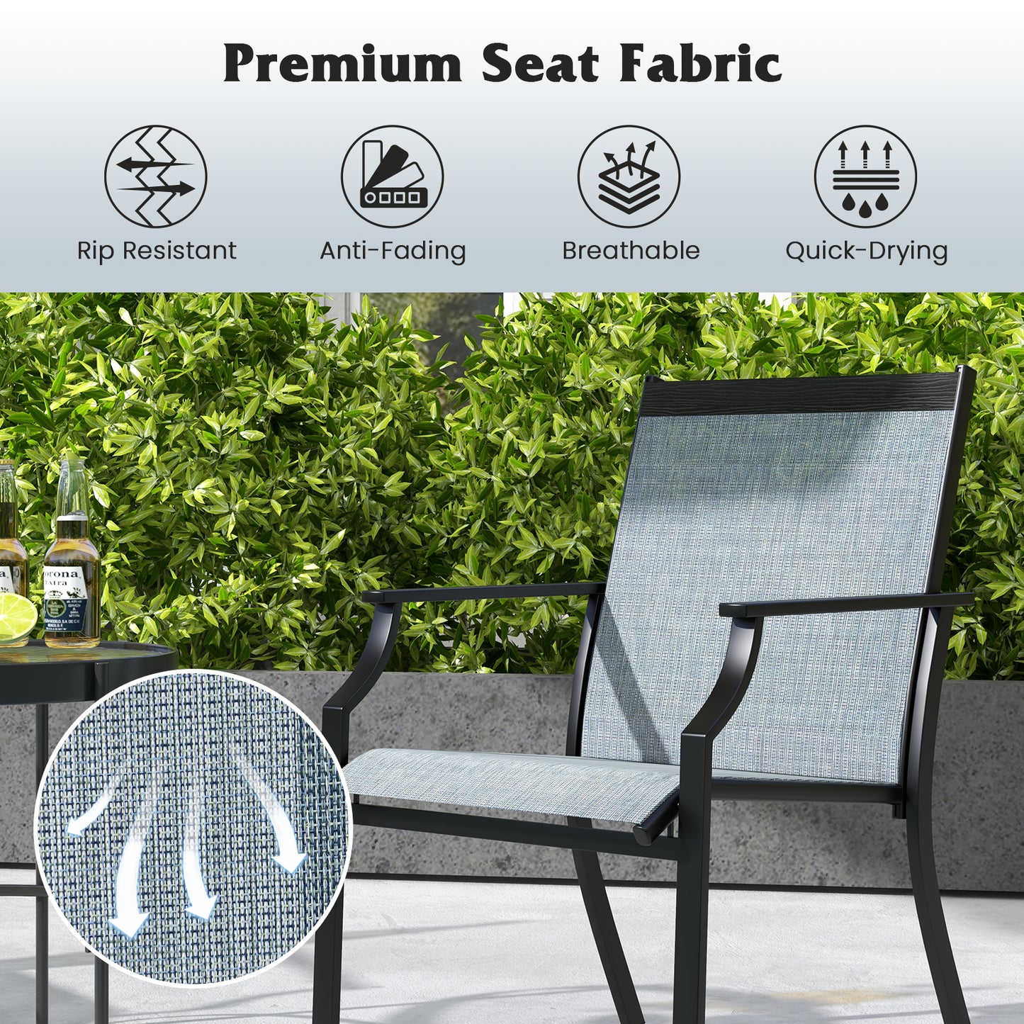 Patio Dining Chairs Set of 2 with Breathable Mesh Seat