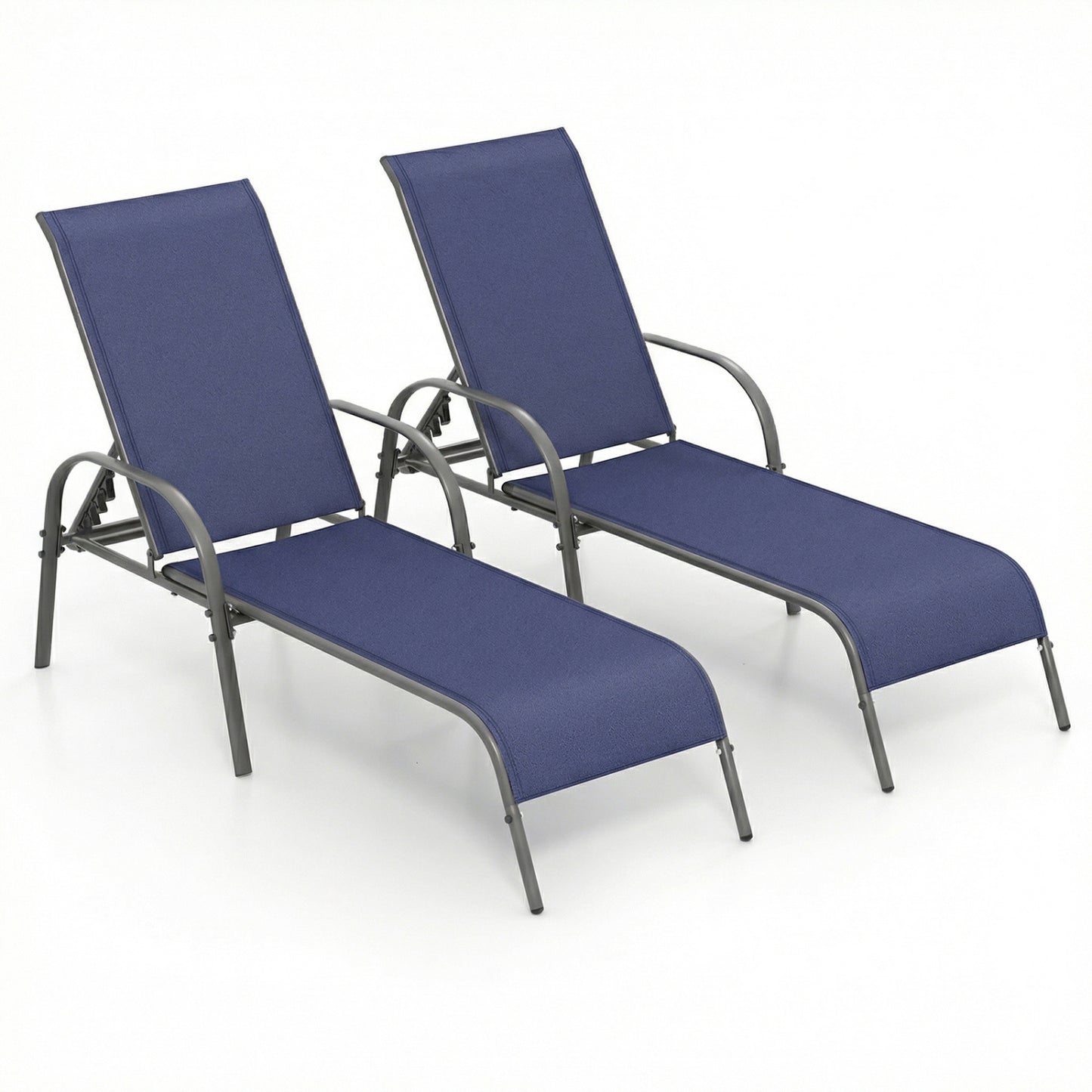Outdoor Chaise Lounge Chairs Set of 2 with Adjustable Backrest