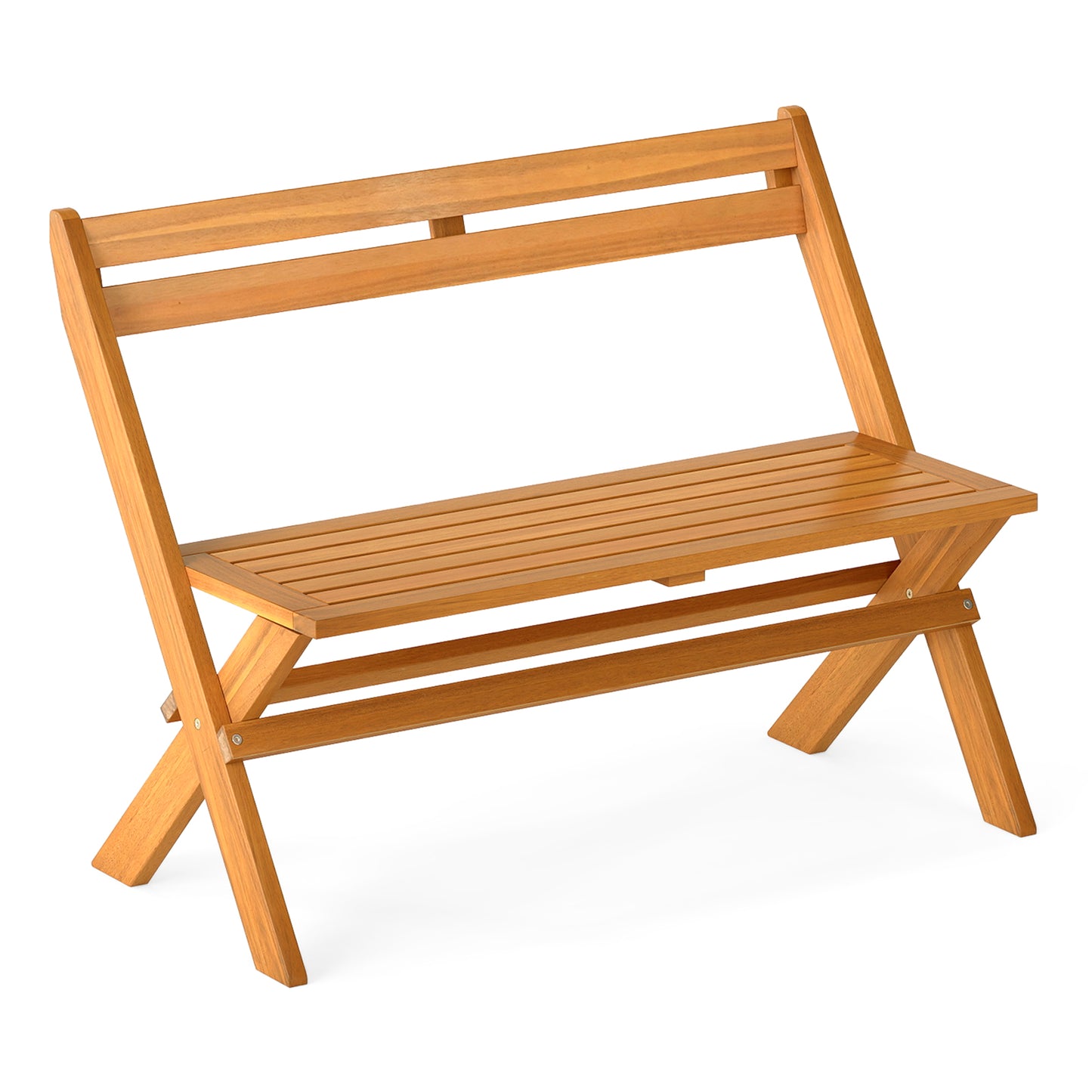 Acacia Wood Folding Garden Bench for 2 People