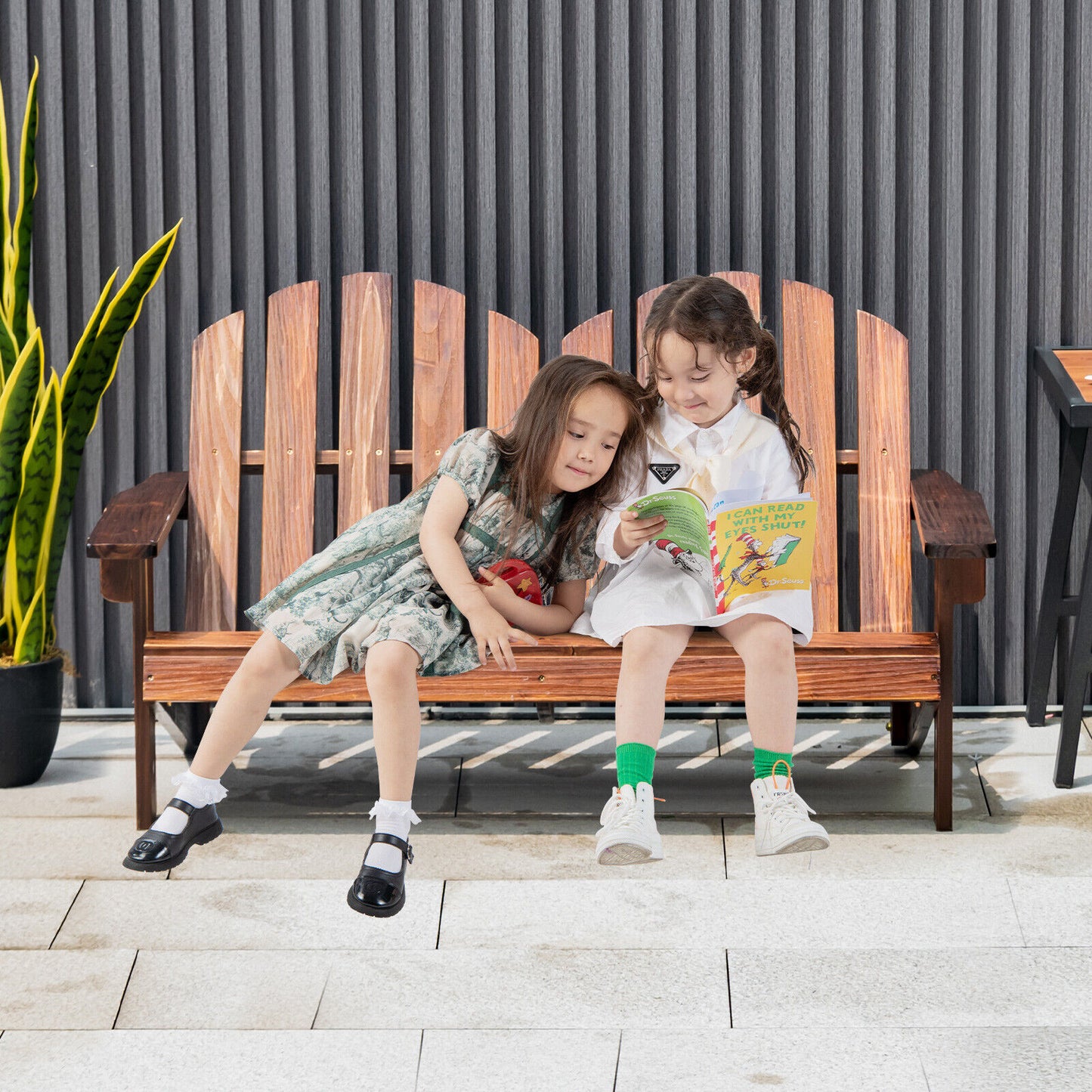 Kids Adirondack Chair for 2 with High Backrest