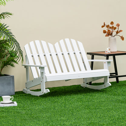 2 Person Adirondack Rocking Chair with Slatted Seat