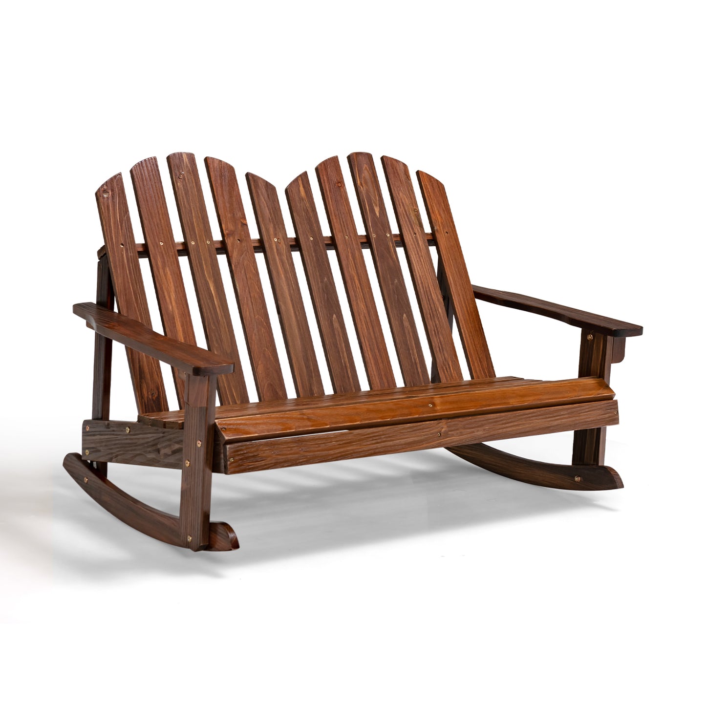 2 Person Adirondack Rocking Chair with Slatted Seat