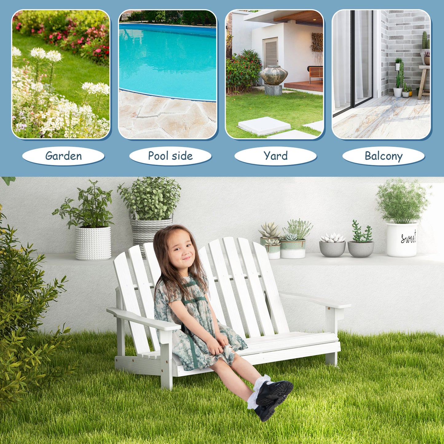 2 Person Adirondack Rocking Chair with Slatted Seat