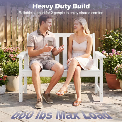 2-Person HDPE Outdoor Garden Bench with Backrest