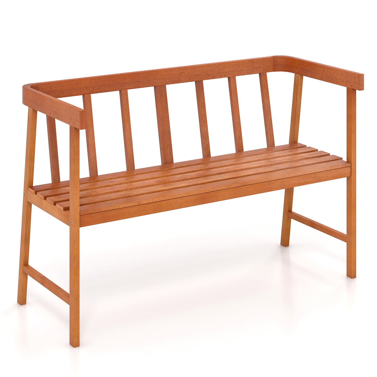 Eucalyptus Wood Outdoor Bench with Backrest and Armrests