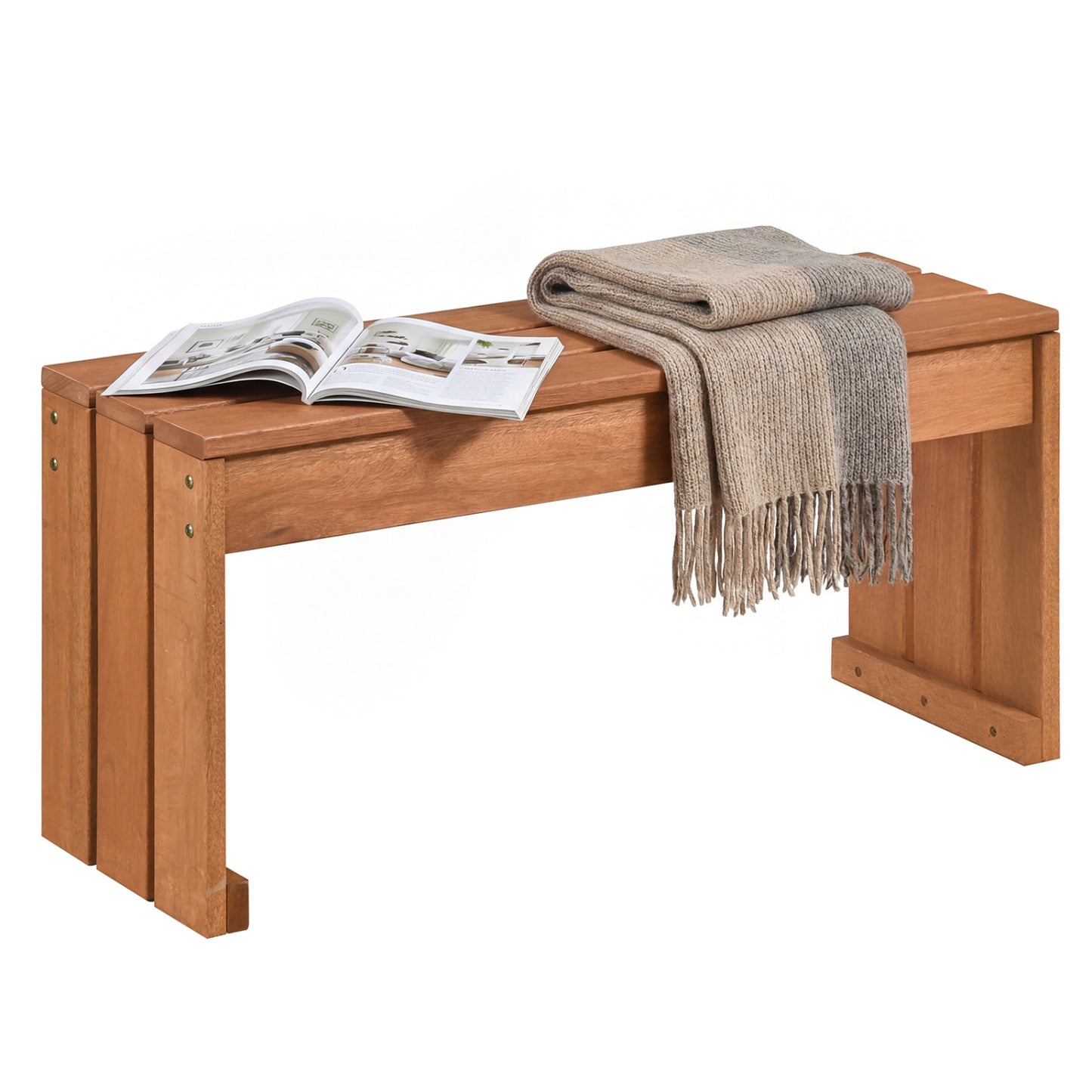 2-Person Outdoor Garden Bench with Solid Wooden Frame