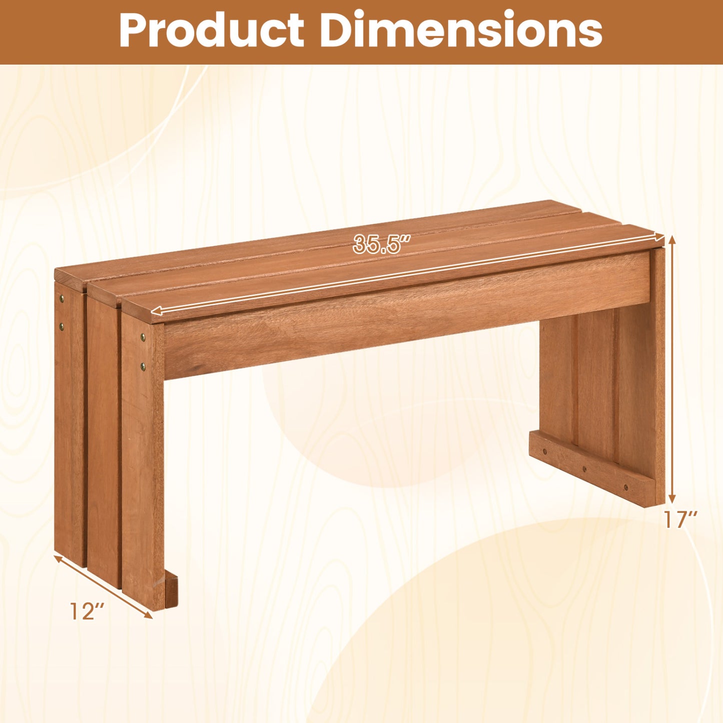 2-Person Outdoor Garden Bench with Solid Wooden Frame