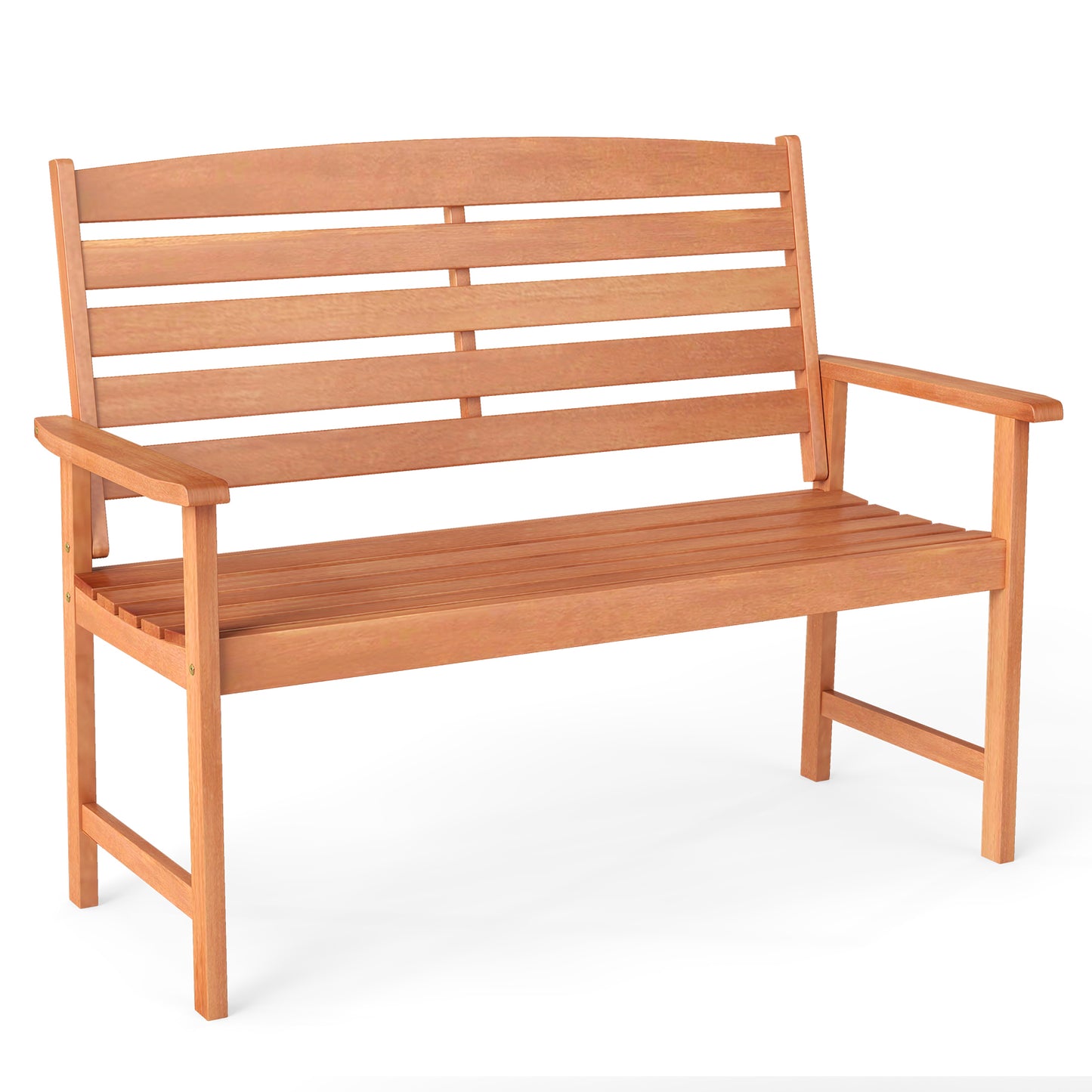 2-Person Wooden Garden Bench with Slatted Backrest