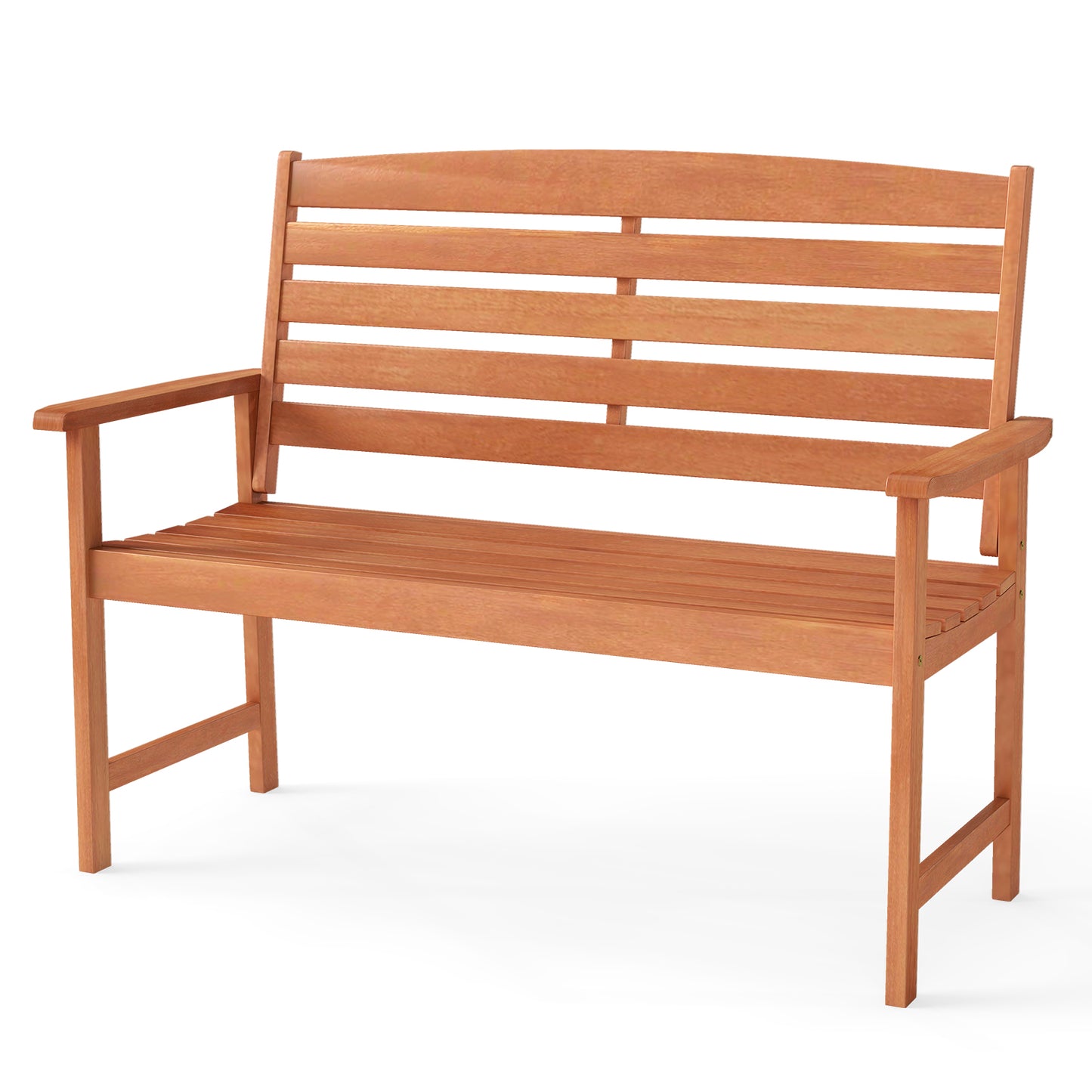 2-Person Wooden Garden Bench with Slatted Backrest
