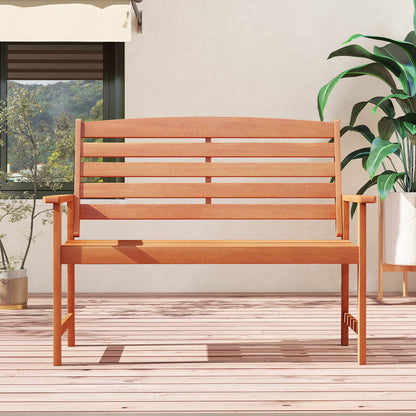 2-Person Wooden Garden Bench with Slatted Backrest