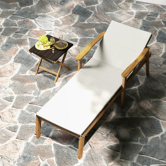 Outdoor Chaise Lounge Set with Adjustable Backrest & Table
