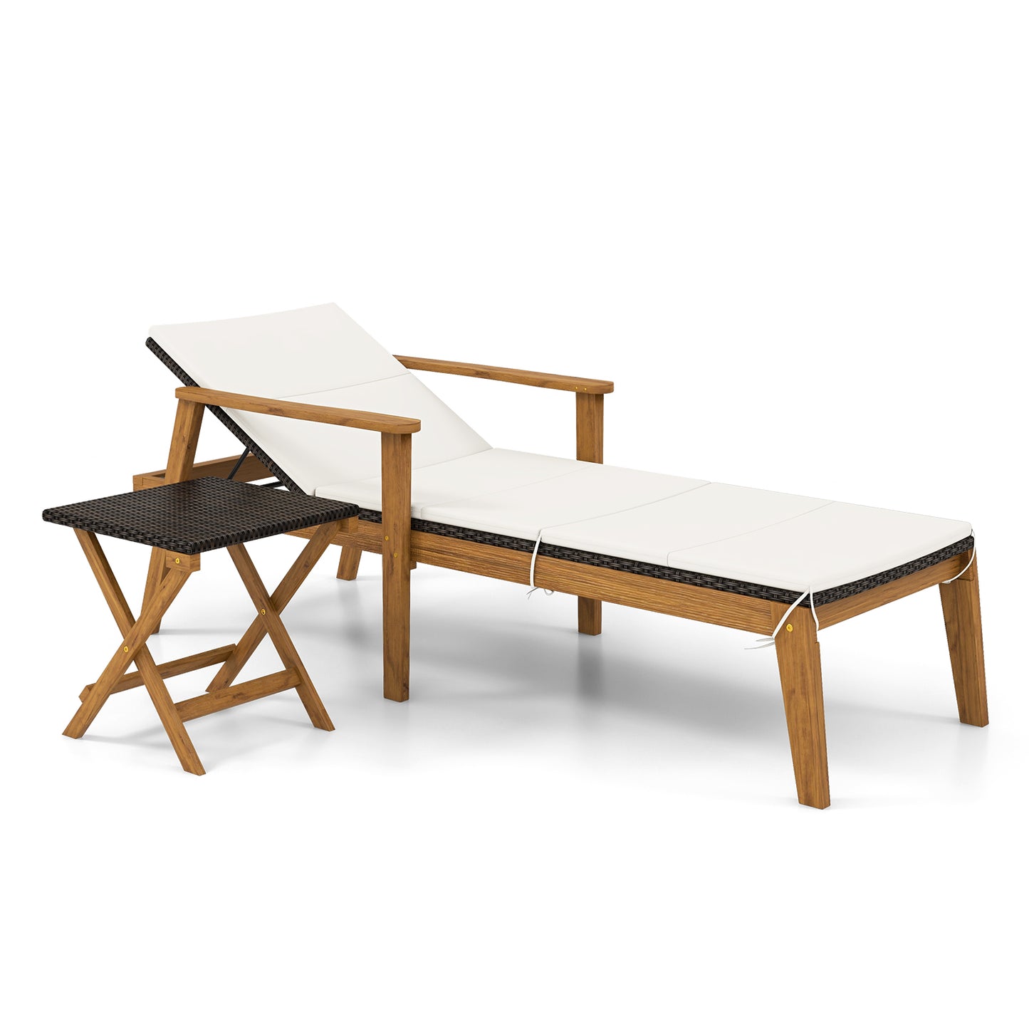 Outdoor Chaise Lounge Set with Adjustable Backrest & Table