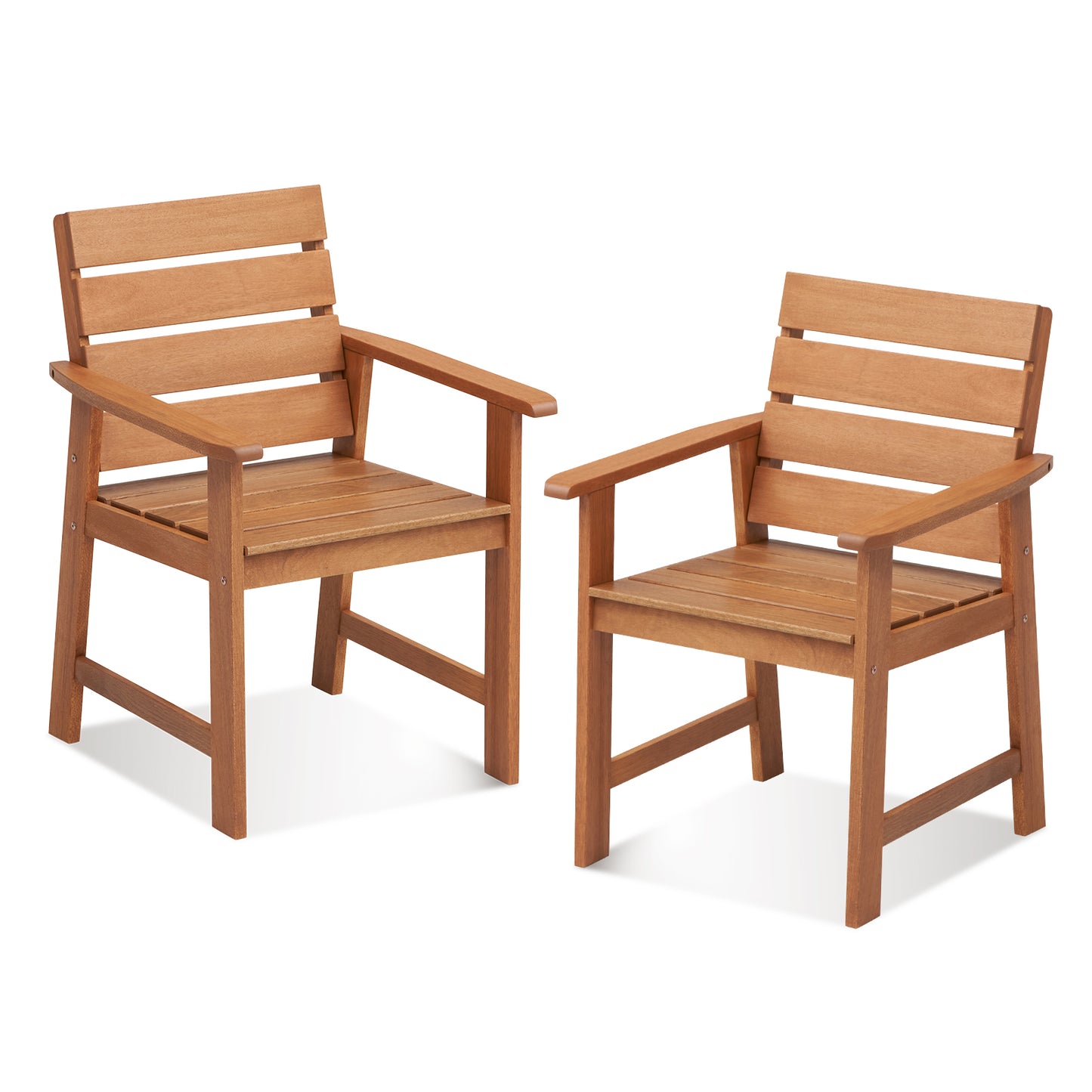 Hardwood Patio Dining Chairs with Inclined Backrest - Set of 2