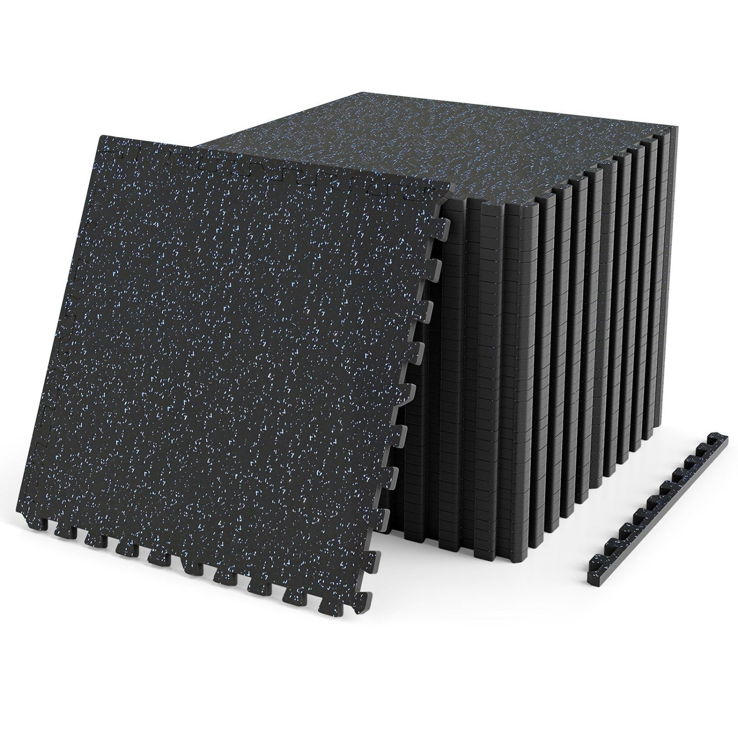 Interlocking Rubber Gym Floor Mats 96 Sq Ft with Borders