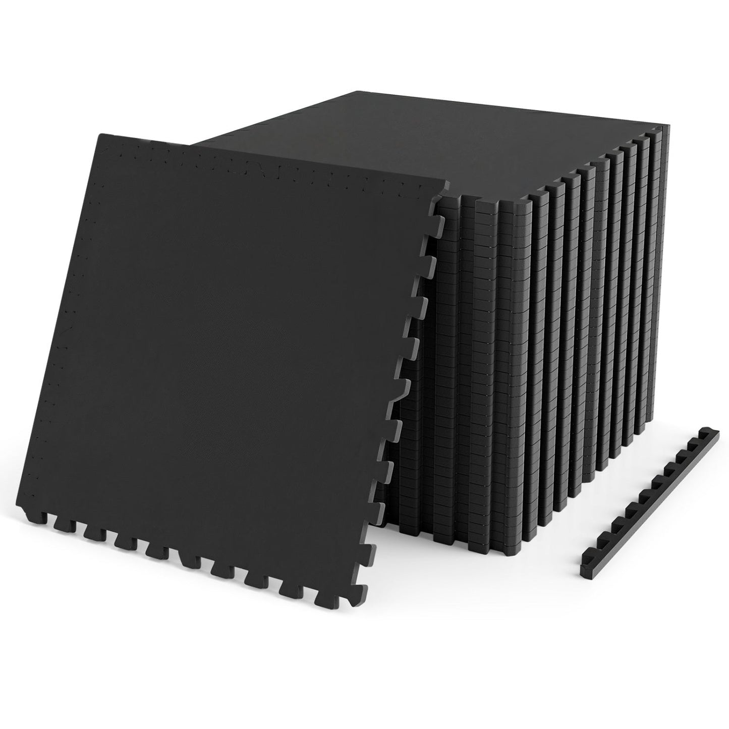 Interlocking Rubber Gym Floor Mats 96 Sq Ft with Borders