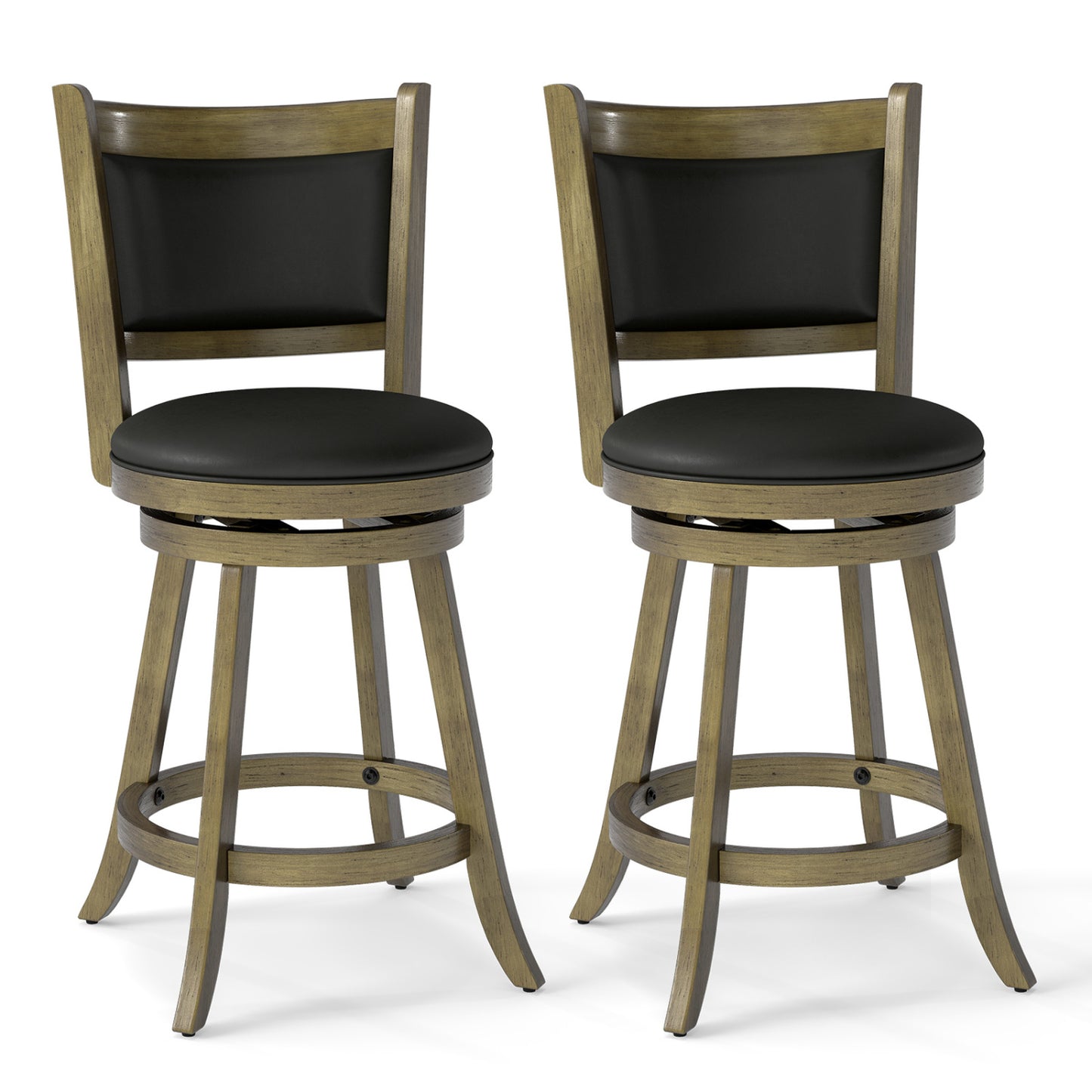 24-Inch Swivel Counter Stools with Upholstered Seat, Set of 2