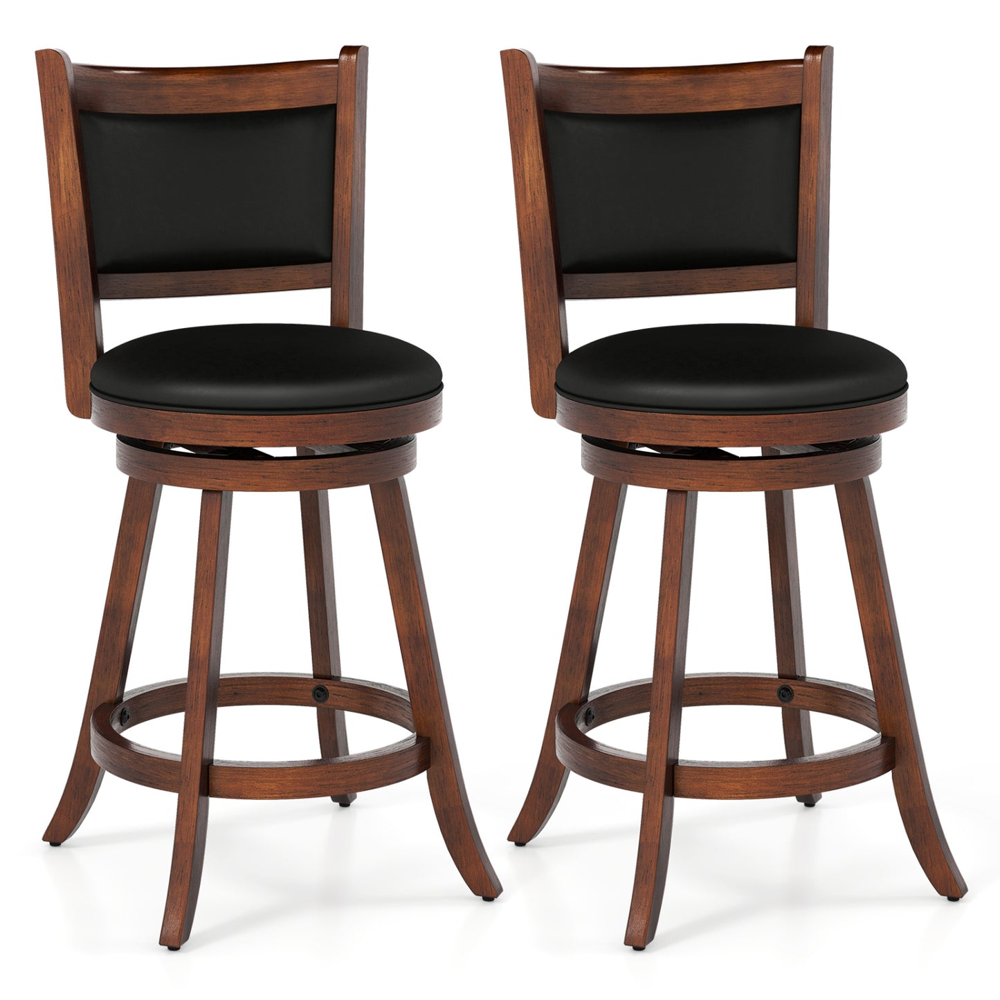 24-Inch Swivel Counter Stools with Upholstered Seat, Set of 2