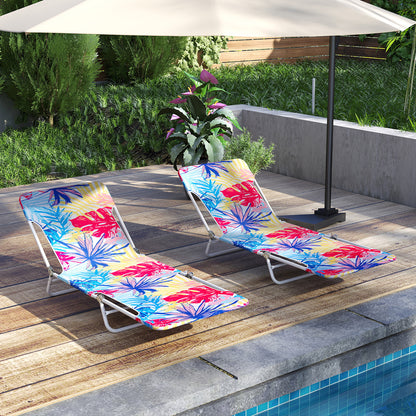 5-Position Beach Recliner Chair Set of 2 with Carry Strap