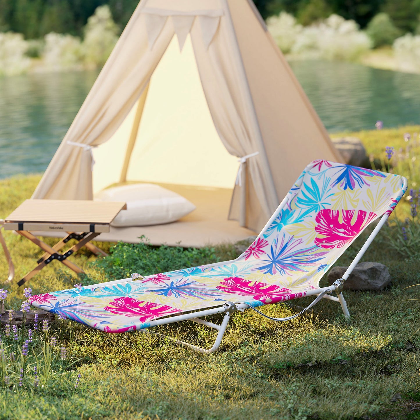 5-Position Beach Recliner Chair Set of 2 with Carry Strap