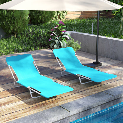 5-Position Beach Recliner Chair Set of 2 with Carry Strap