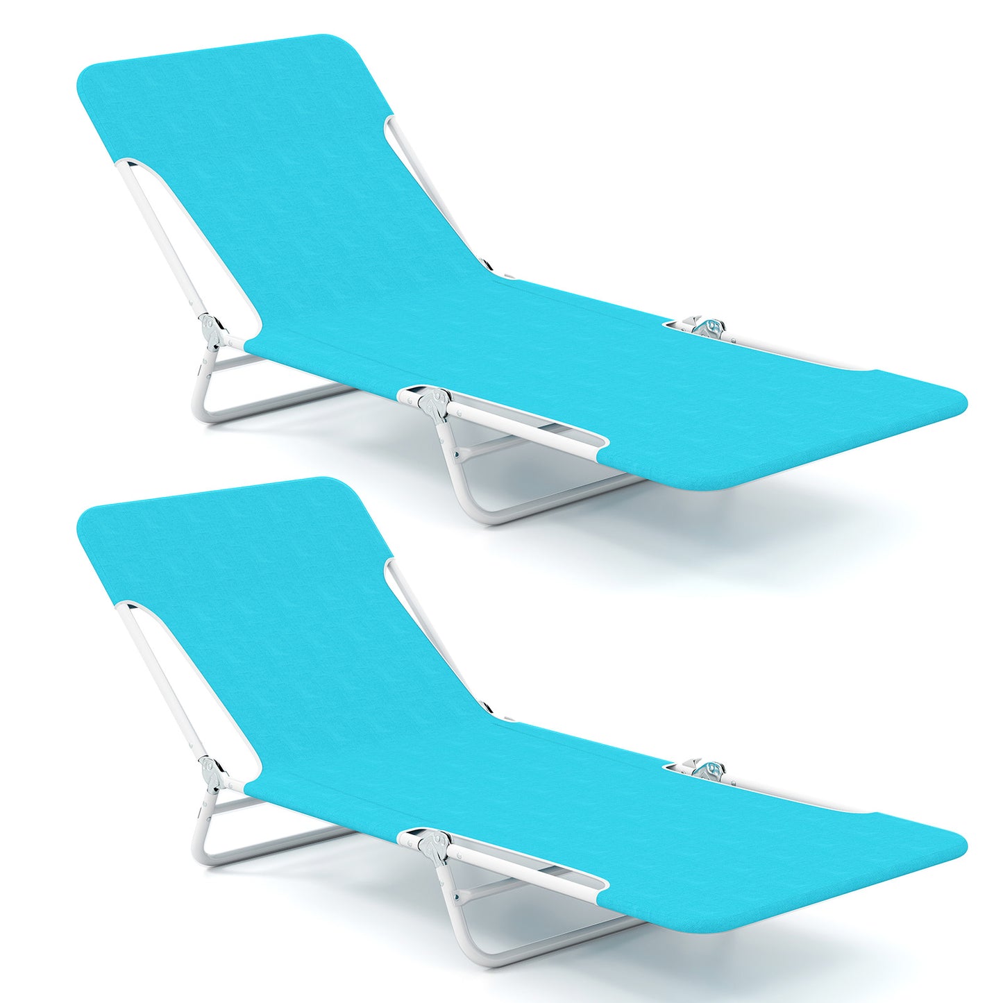 5-Position Beach Recliner Chair Set of 2 with Carry Strap