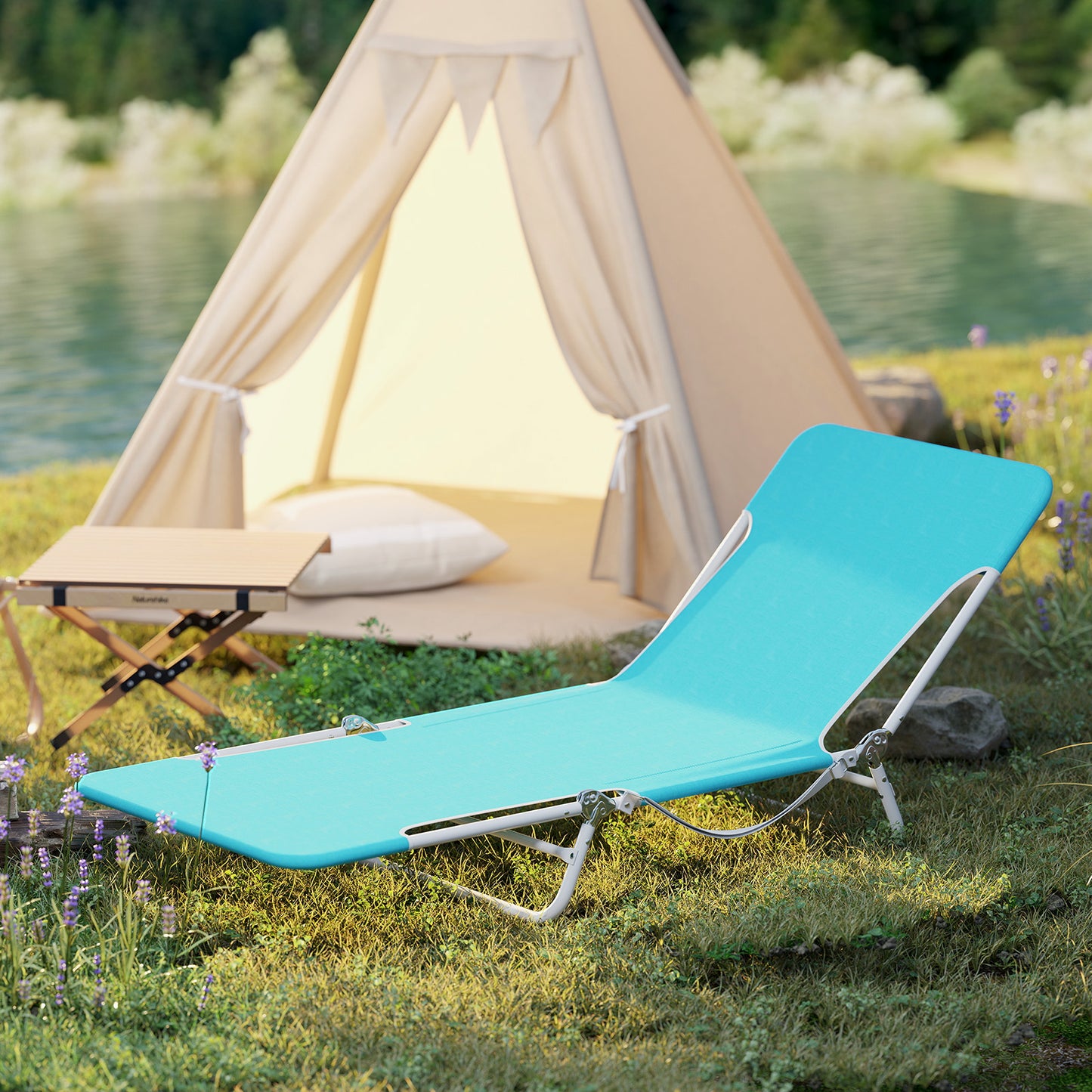 5-Position Beach Recliner Chair Set of 2 with Carry Strap