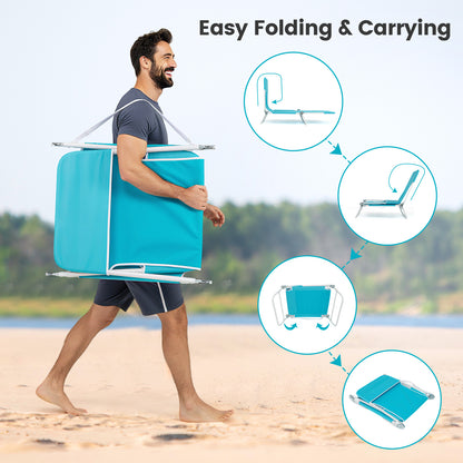 5-Position Beach Recliner Chair Set of 2 with Carry Strap