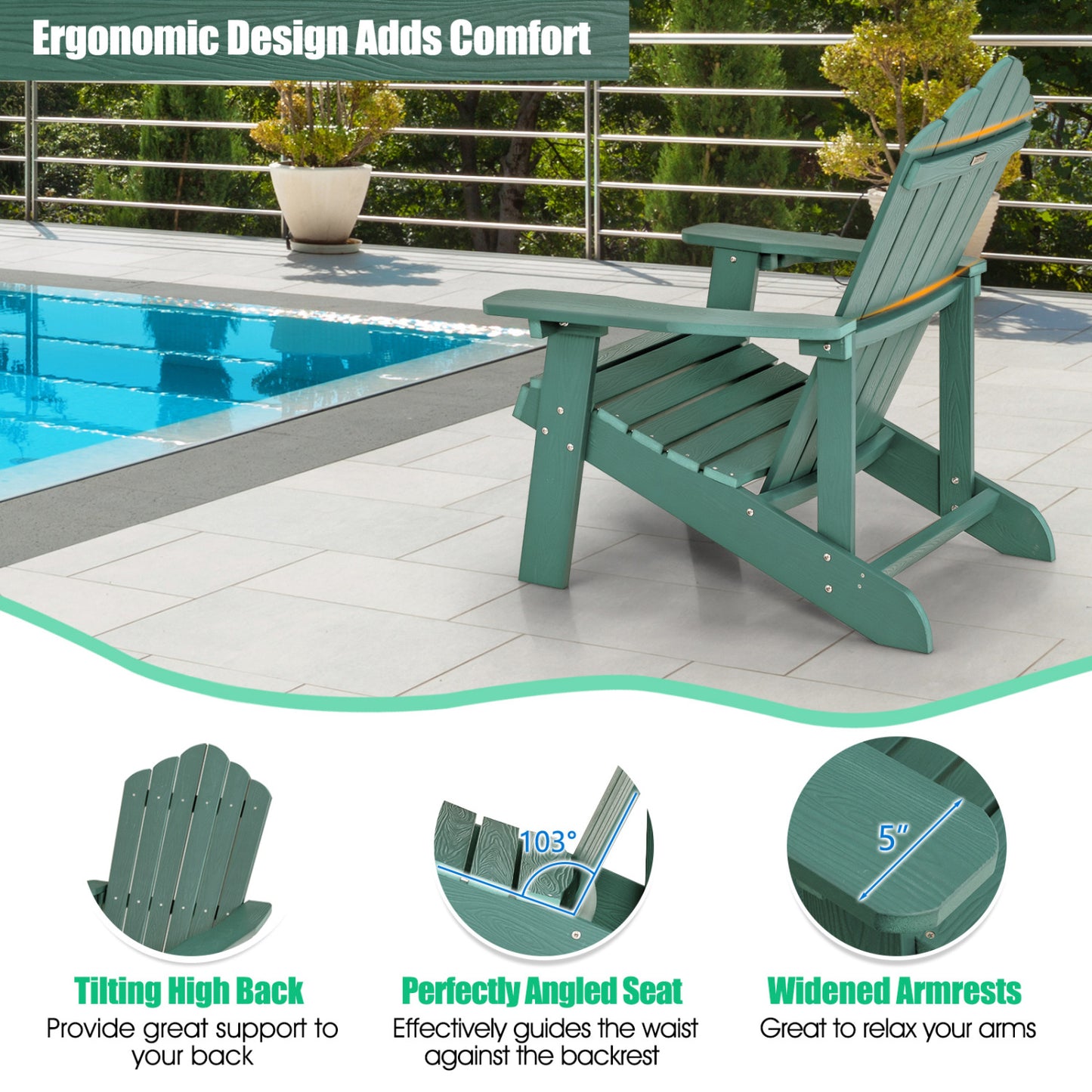 Adirondack Chair Set - 2 Piece Adult & Kids Outdoor Seating