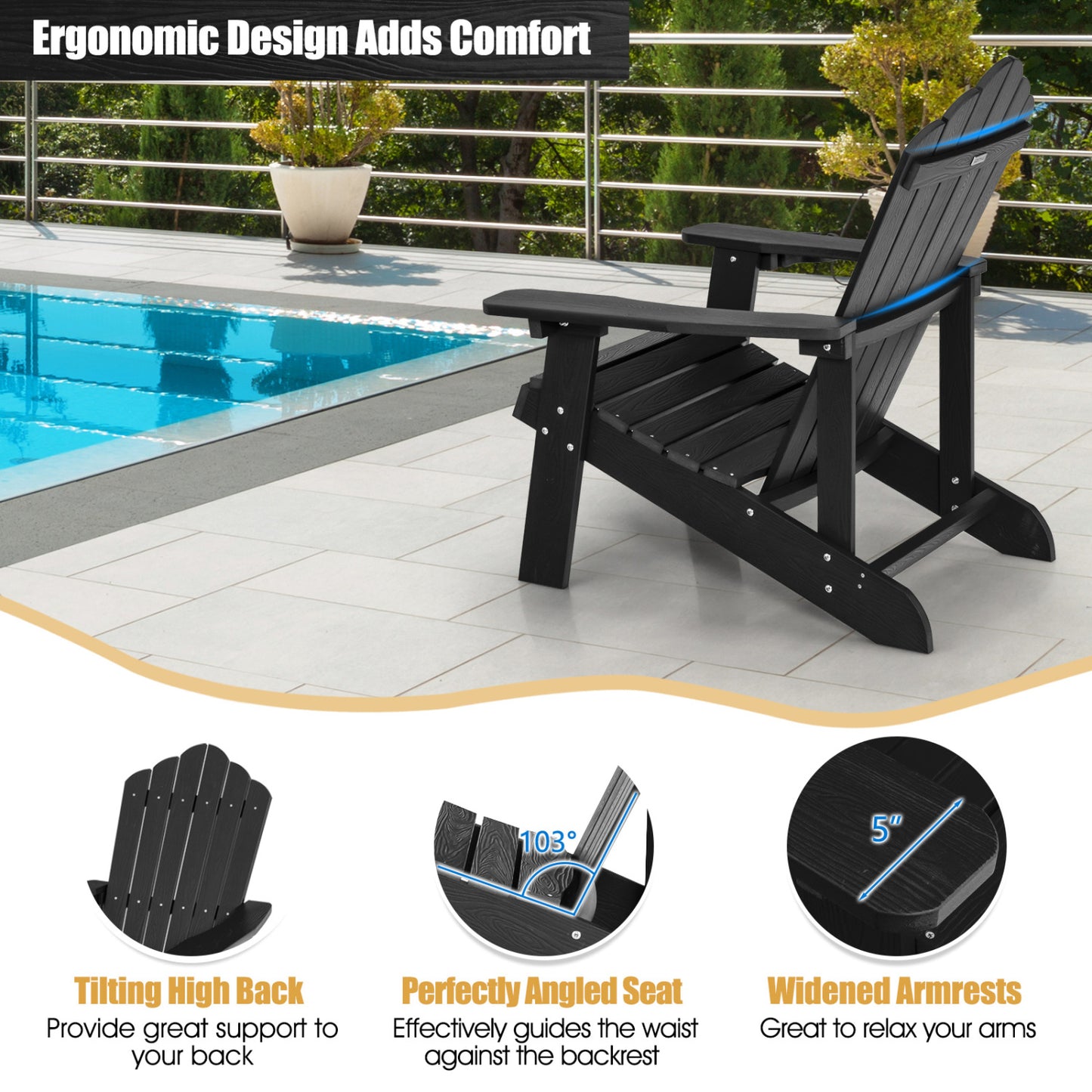 Adirondack Chair Set - 2 Piece Adult & Kids Outdoor Seating