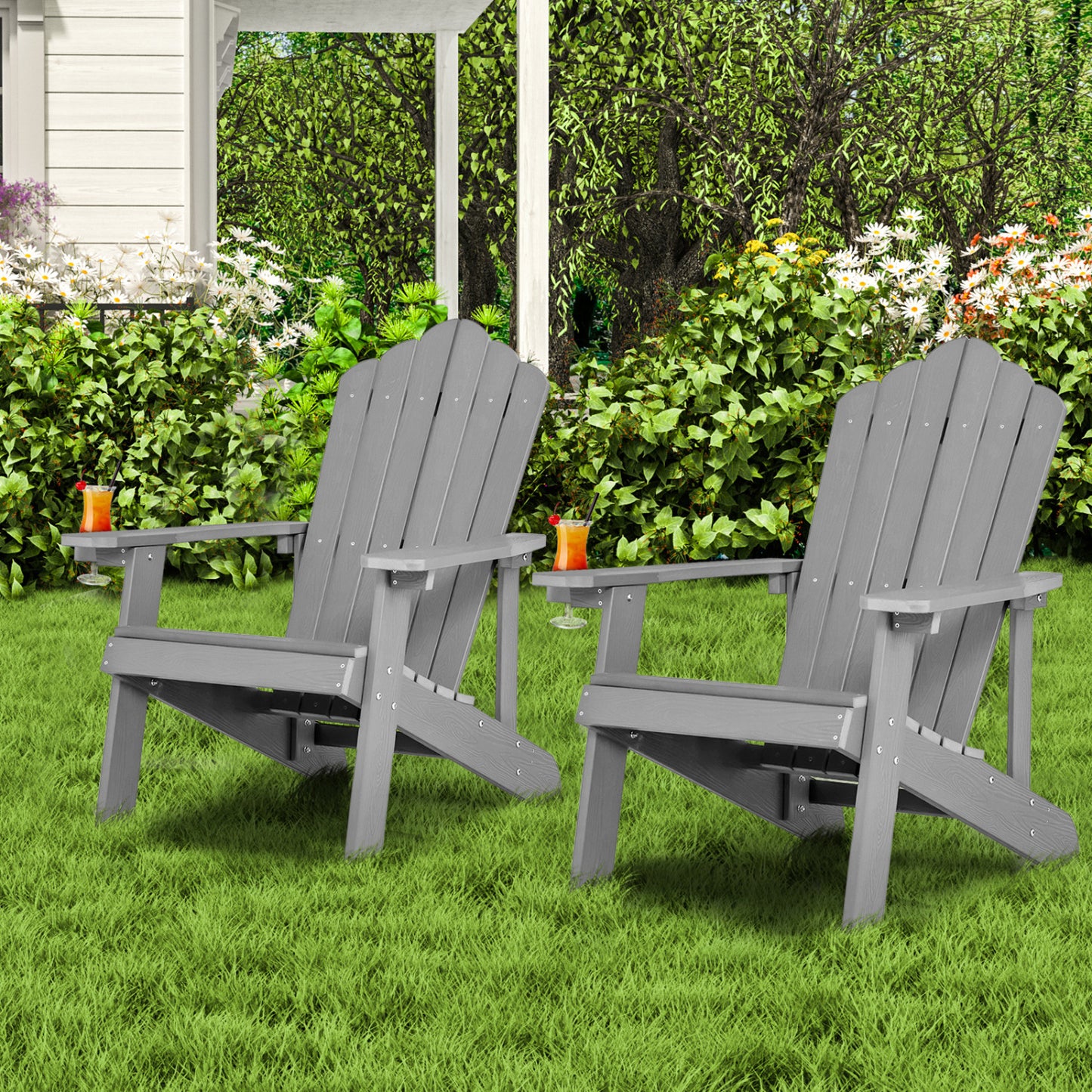 Adirondack Chair Set - 2 Piece Adult & Kids Outdoor Seating