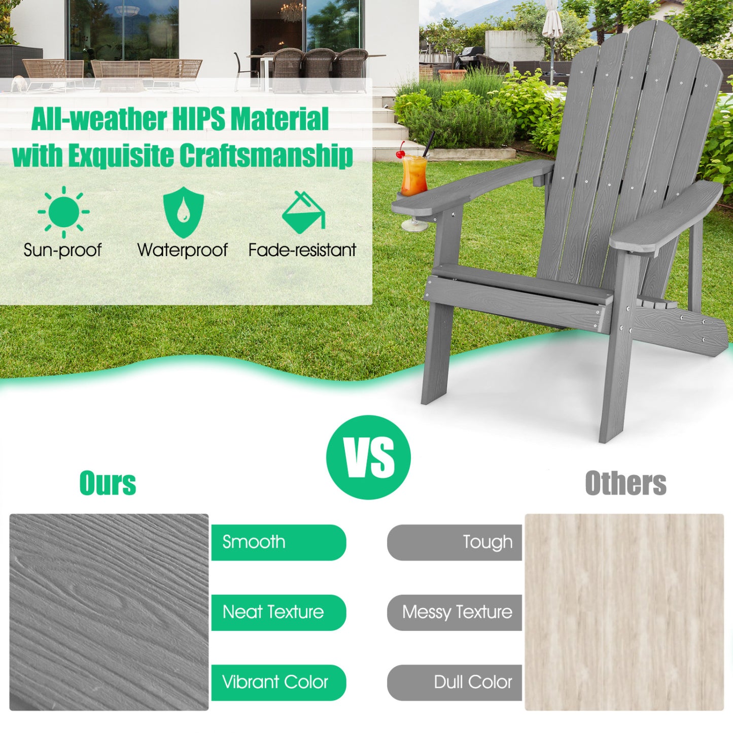 Adirondack Chair Set - 2 Piece Adult & Kids Outdoor Seating