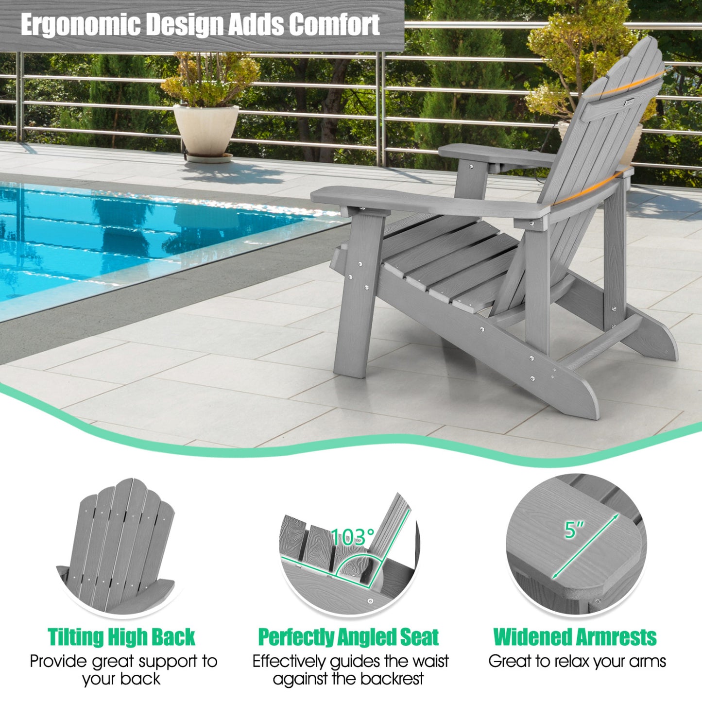 Adirondack Chair Set - 2 Piece Adult & Kids Outdoor Seating