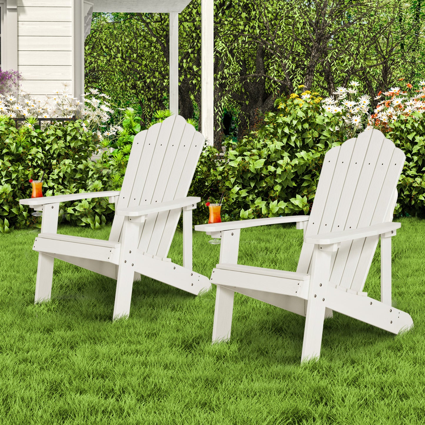 Adirondack Chair Set - 2 Piece Adult & Kids Outdoor Seating