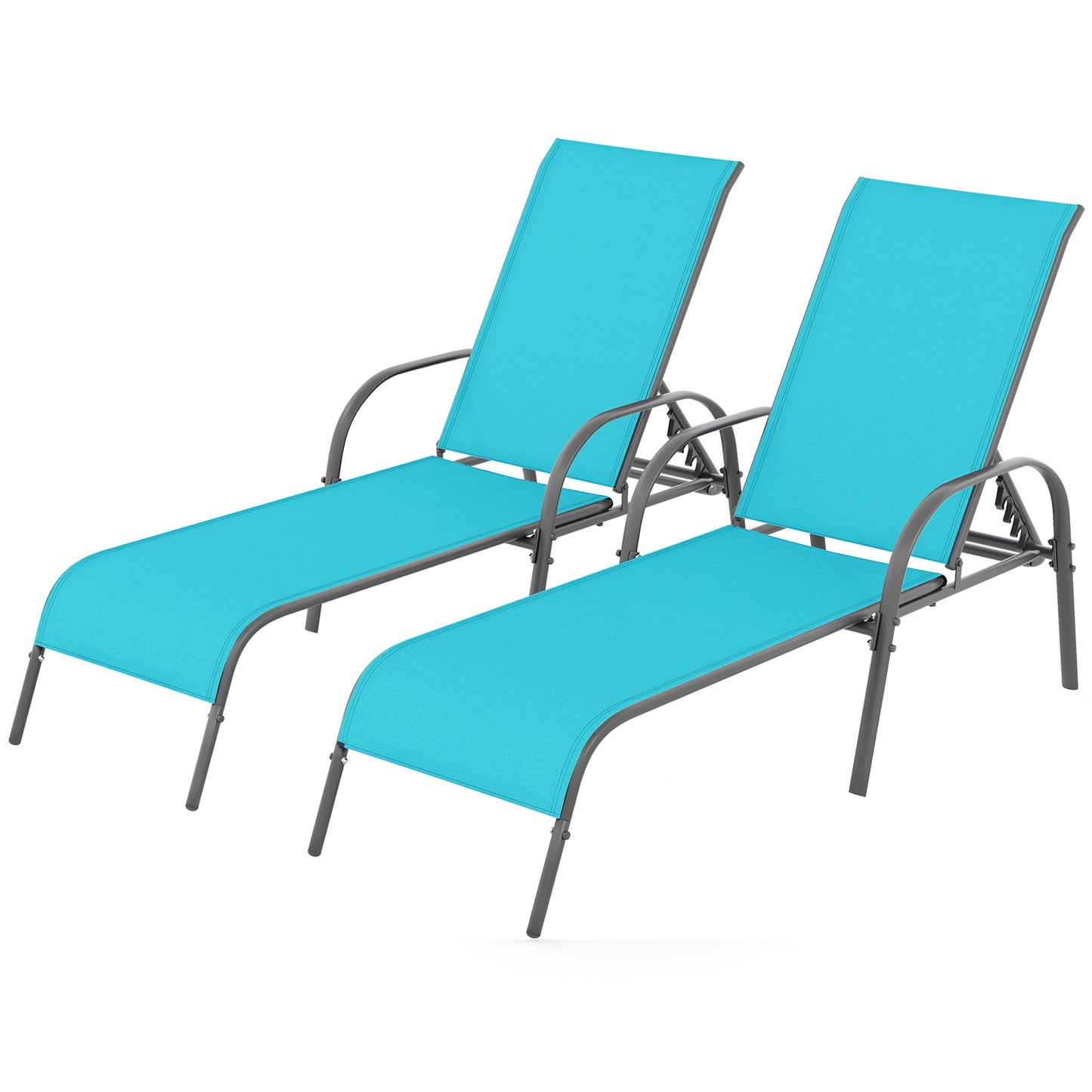 Outdoor Chaise Lounge Chairs Set of 2 with Adjustable Backrest