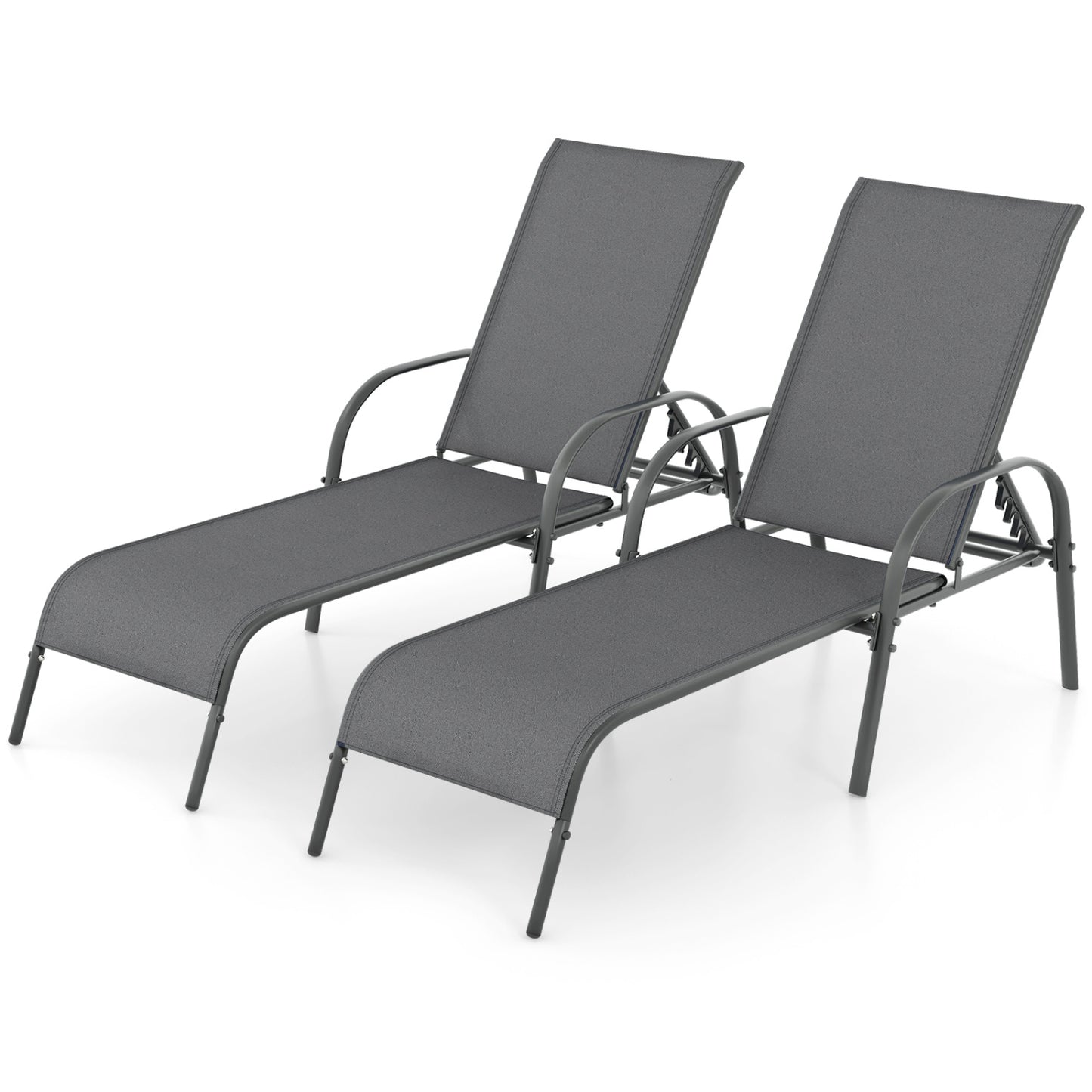Outdoor Chaise Lounge Chairs Set of 2 with Adjustable Backrest