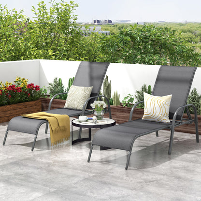 Outdoor Chaise Lounge Chairs Set of 2 with Adjustable Backrest