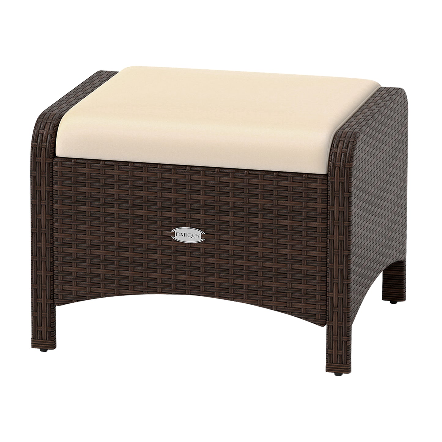 PE Wicker Ottomans Set of 2 with Removable Cushions