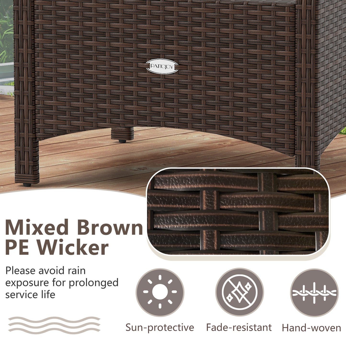 PE Wicker Ottomans Set of 2 with Removable Cushions