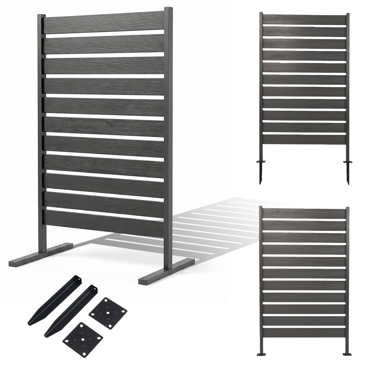 Outdoor Privacy Screen Fence 2-Pack 64" HIPS Slatted Panels