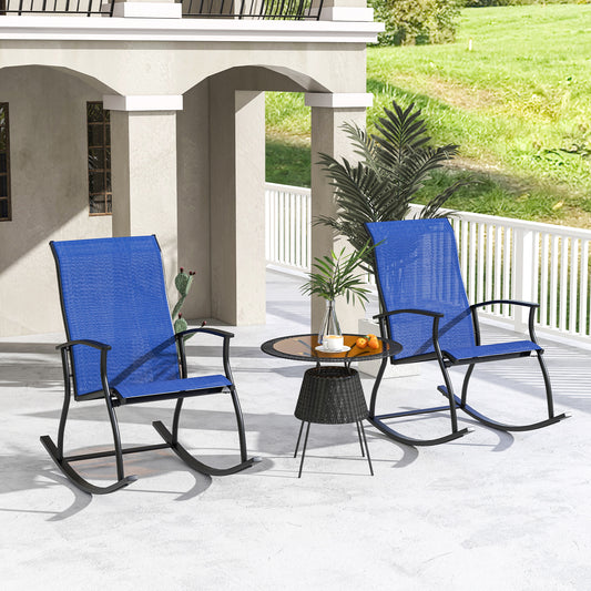 Outdoor Rocking Chairs Set of 2 with Breathable Backrest